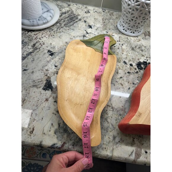 3 VTG Clay Art Handcrafted Wooden Chili Pepper Shaped stackable Serving Trays - Picture 13 of 16